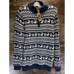 Foundry Supply Co Sweater Deer Snowflake Navy White Men Big Tall Size Large Tall